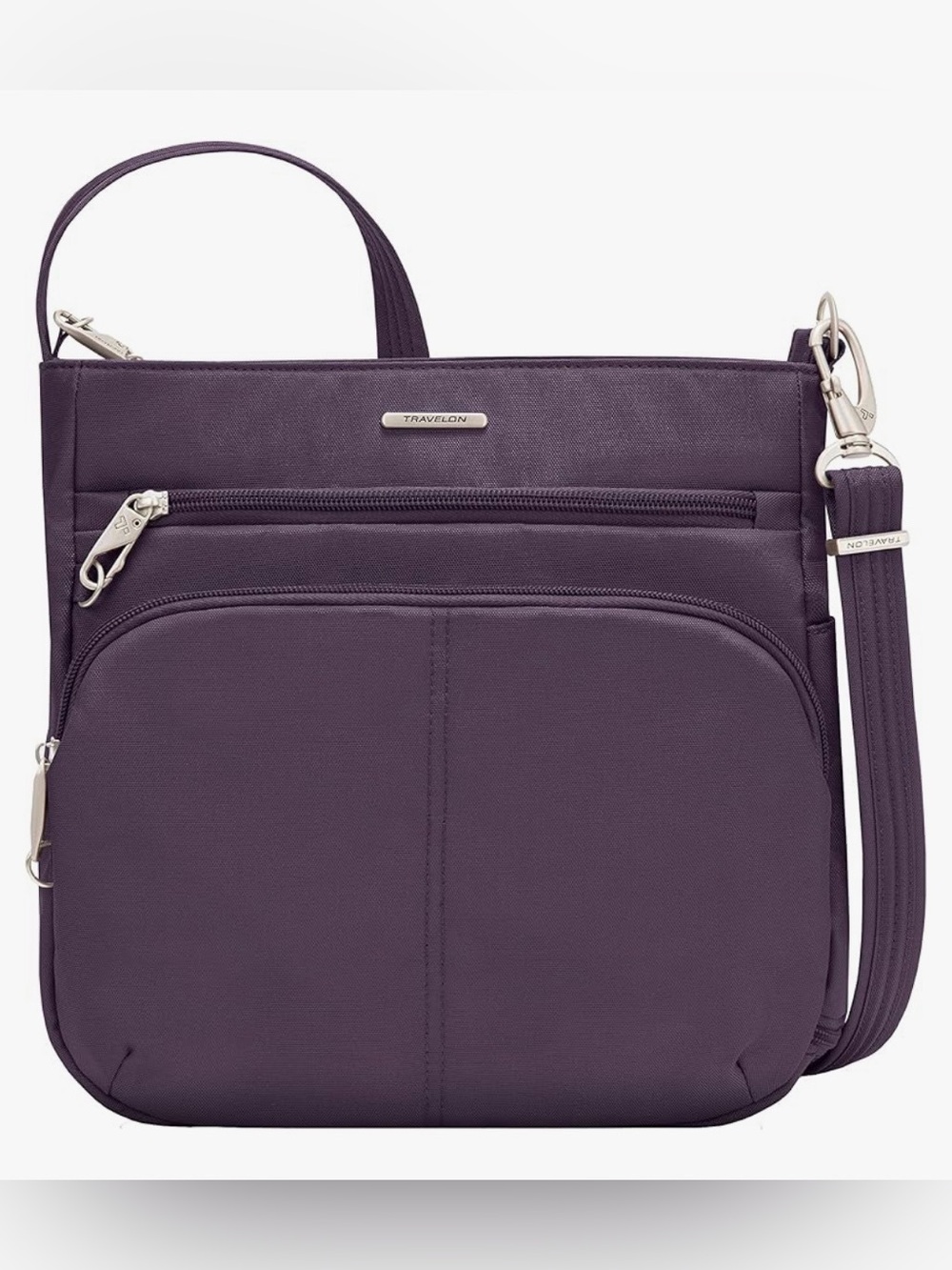 Travelon Purple Classic North South Anti Theft Crossbody Bag NWT - Picture 3 of 12